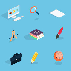 Flat 3d isometric icons set vector illustration.