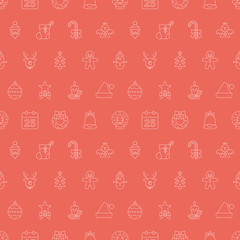 Christmas line icon pattern set