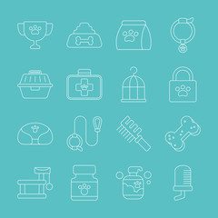 pet line icon set