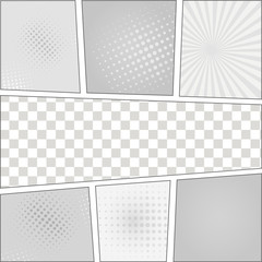 Comics pop art style blank layout template with dots pattern