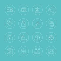 camping line icon set