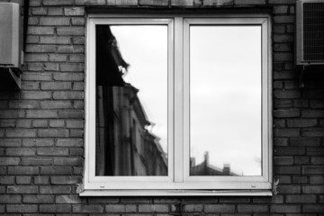 The reflection of the houses in the box