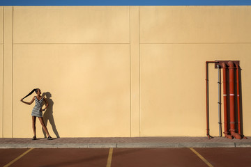 Fashion model with stylish hairstyle in pony style