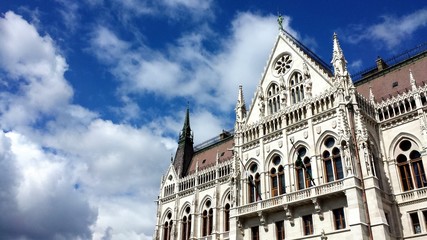 Hungarian Parlament Building against a Blue Sky