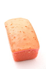 pink Butter Cake on white background.