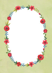 Watercolor floral frame. Perfect for greeting card or invitation