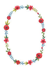 Watercolor floral frame. Perfect for greeting card or invitation