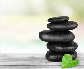 Zen-like. Balanced massage stones and heart