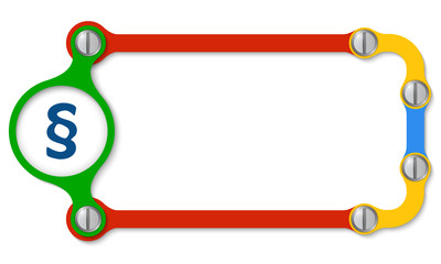 Colored frame with screws and paragraph