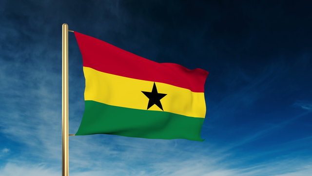 Ghana flag slider style. Waving in the wind with cloud