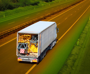 Loaded truck on the highway.
