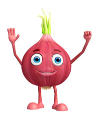 Onion character with saying hi pose