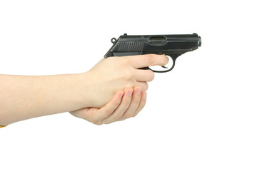 gun in the hand isolated