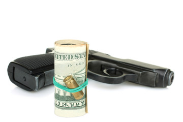 gun and money isolated