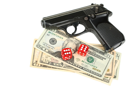 dice, gun and money