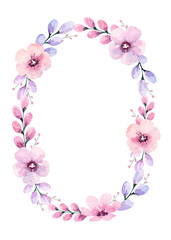 Watercolor floral frame. Perfect for greeting card or invitation