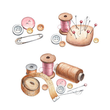 Illustrations of sewing tools