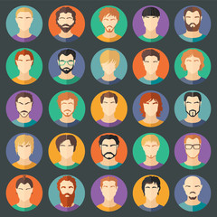 Vector set of stylish guys in modern flat design