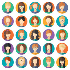 Vector set of stylish girls in modern flat design