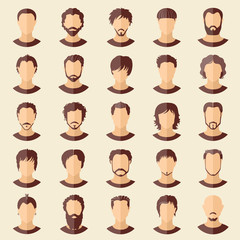 Vector set of stylish guys in modern flat design