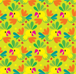 Seamless pattern with funny parrot