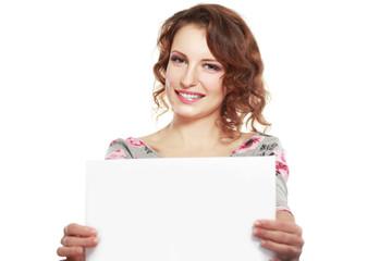 Fototapeta premium woman hold sign card