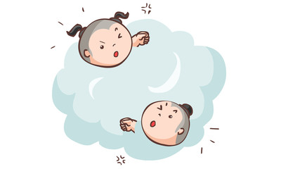 Thai boys fighting chaotically mill around vector