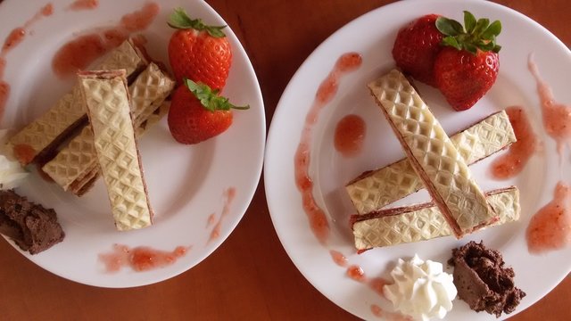 Home hand made wafer with cream and jam