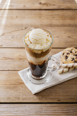 iced coffee with milk and ice cream