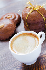 almond cookies and cup of coffee