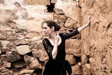 Flameco dancer in a ruined house