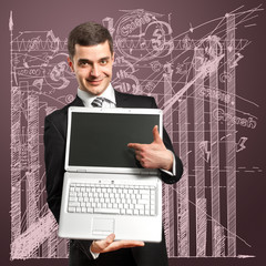 Businessman With Open Laptop In His Hands