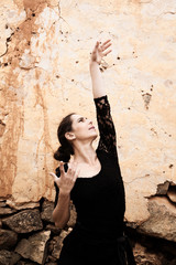 Flameco dancer in a ruined house