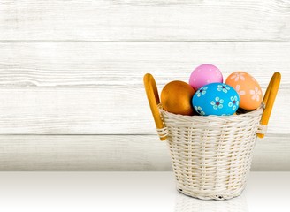 Easter. Easter Basket on White