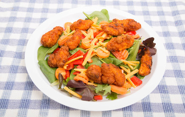 Fresh Salad with Buffalo Chicken Nuggets