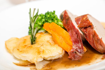 Sliced Pork with Potatoes and Vegetables