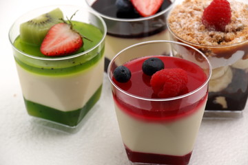 Different colorful of panacotta