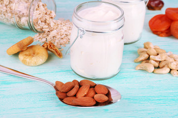 Healthy breakfast with dried fruits and nuts