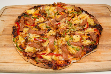 Hot Pizza on the wooden board