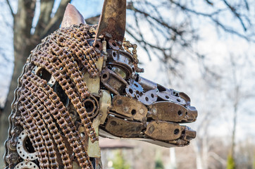 Iron horse made from gears and chains