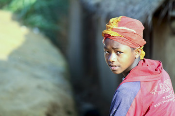 Cute young black African girl - poor child, madagascar
