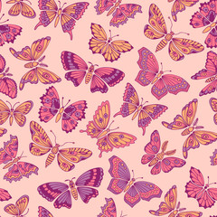 Seamless pattern with decorative butterflies. - 81159226