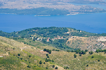 Fototapeta na wymiar Landsacpe from the mountain, Corfu island, Greece