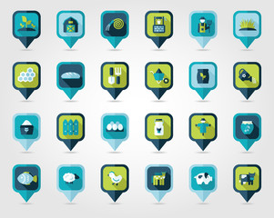 Farm Garden flat mapping pin icon with long shadow