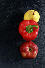 pear, apple and sweet pepper