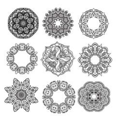 Set of round ornaments. Vector mandalas
