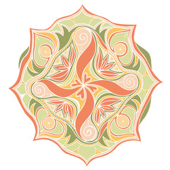 Colorful round ornament. Mandala. Vector art