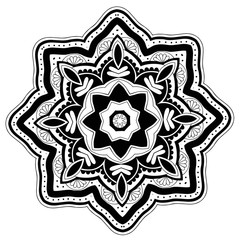 Black and white round ornament. Mandala. Vector