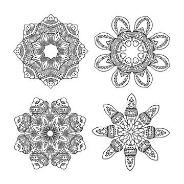 Set of round ornaments. Vector art