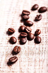 Coffee on grunge wooden background